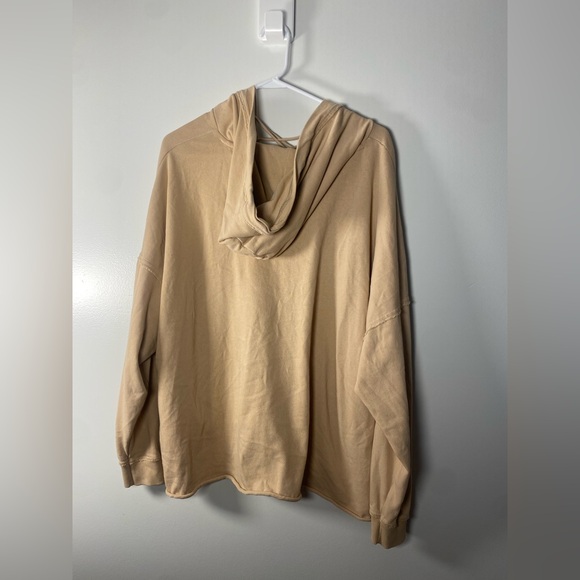 Aerie Beige Lace-Up Cotton Women's Oversized Hoodie - Picture 5 of 5